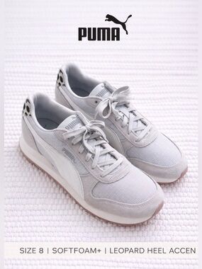Puma SoftFoam+ Sneakers Gray White Leopard Heel Women’s Size 8